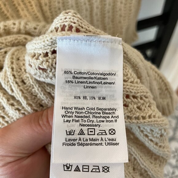 DKNY Jeans Textured Knit Collared Sleeveless Top – Oatmeal (Large) - Picture 4 of 4